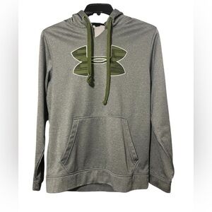 Under Armour Gray Green grunge thrashed Streetwear Hoodie oversized small